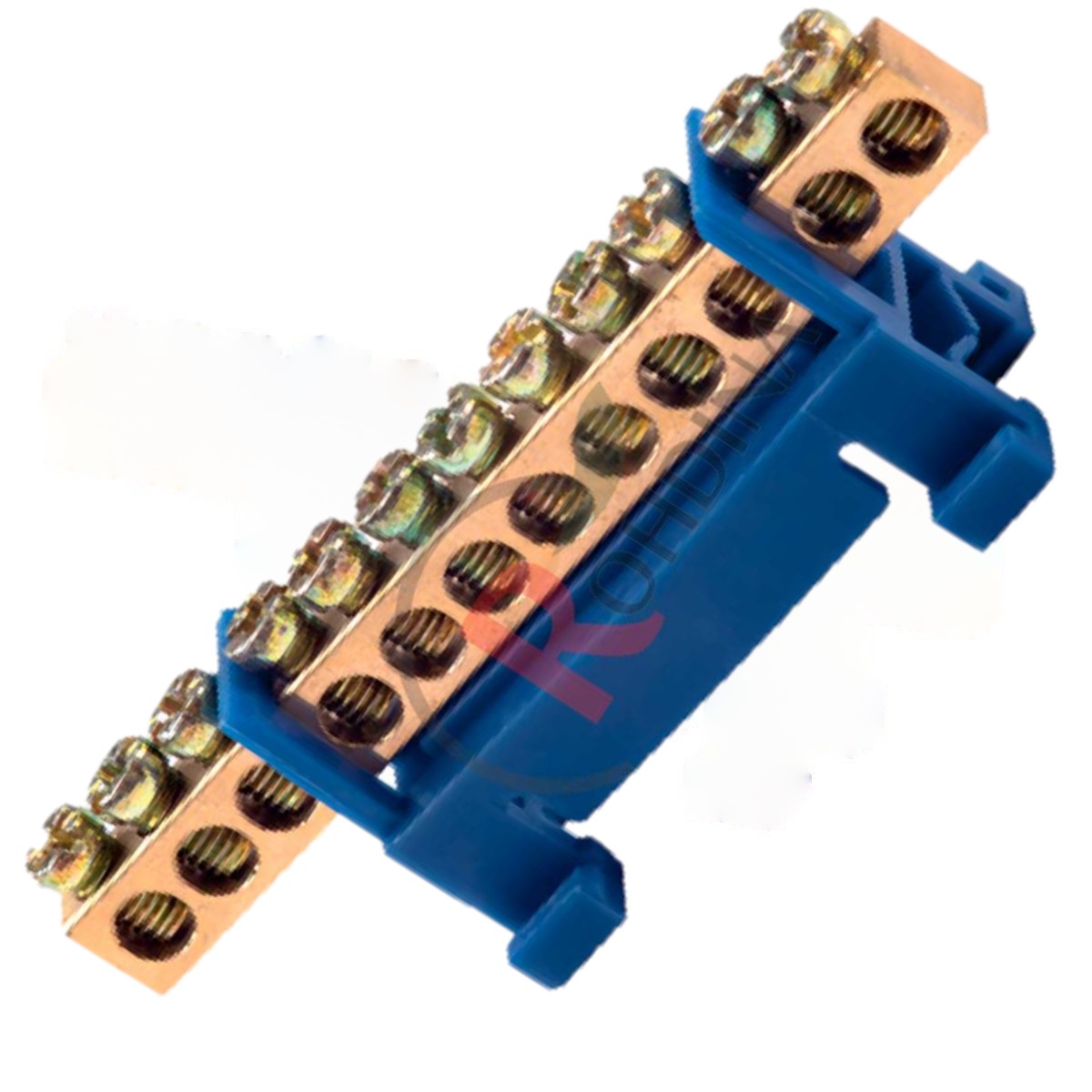 BARRA DE NEUTRO 12 FUROS 16MM COM BASE AZUL
