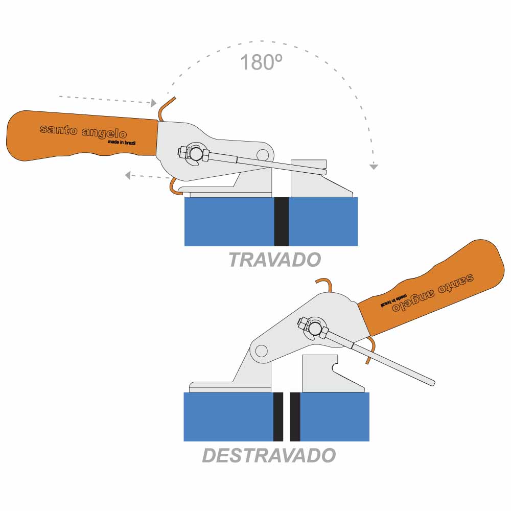 GRAMPO FIXACAO RH4 INOX COM MANOPLA LARANJA (ENGATE RH2) - Foto 1