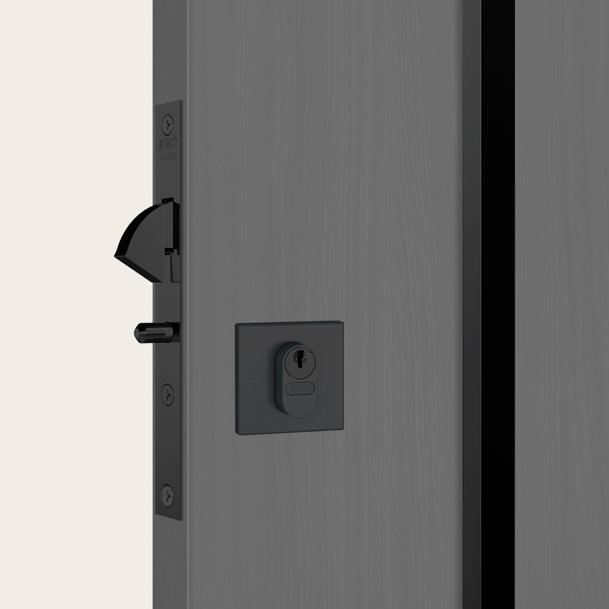 FECHADURA 950 BICO DE PAPAGAIO 55MM ROSETA QUADRADA PRETO FOSCO - Foto 1