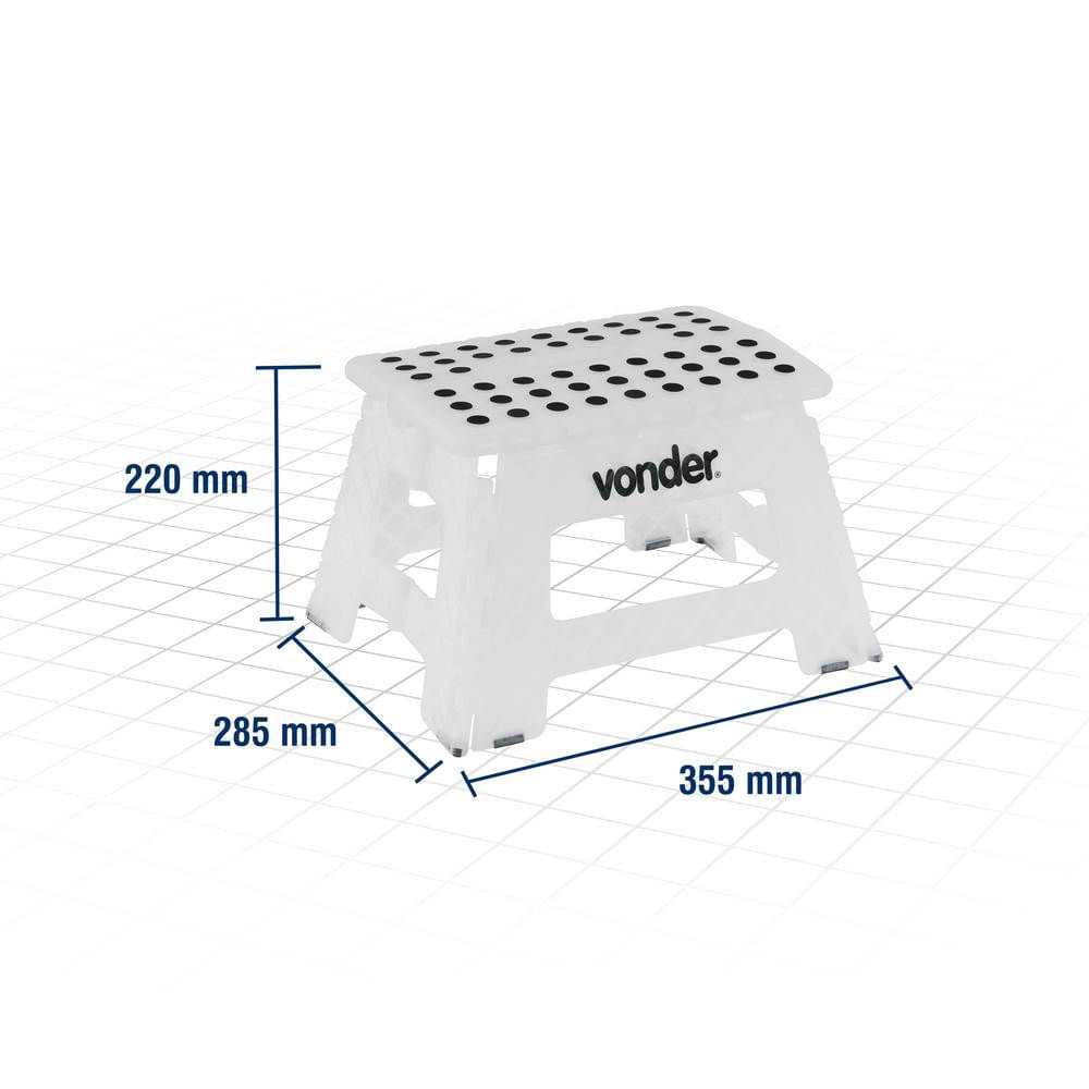 BANQUETA PL�STICA ABS DOBR�VEL 220MM CAPACIDADE 150KG VONDER - Foto 2