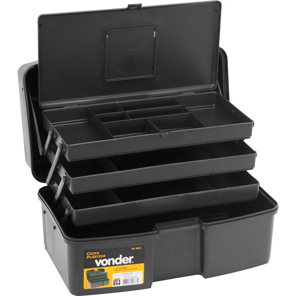 CAIXA PL�STICA VD3001 370X220X200MM TRAVA PL�STICA COM 3 BANDEJA CAPACIDADE  6KG - Foto 1