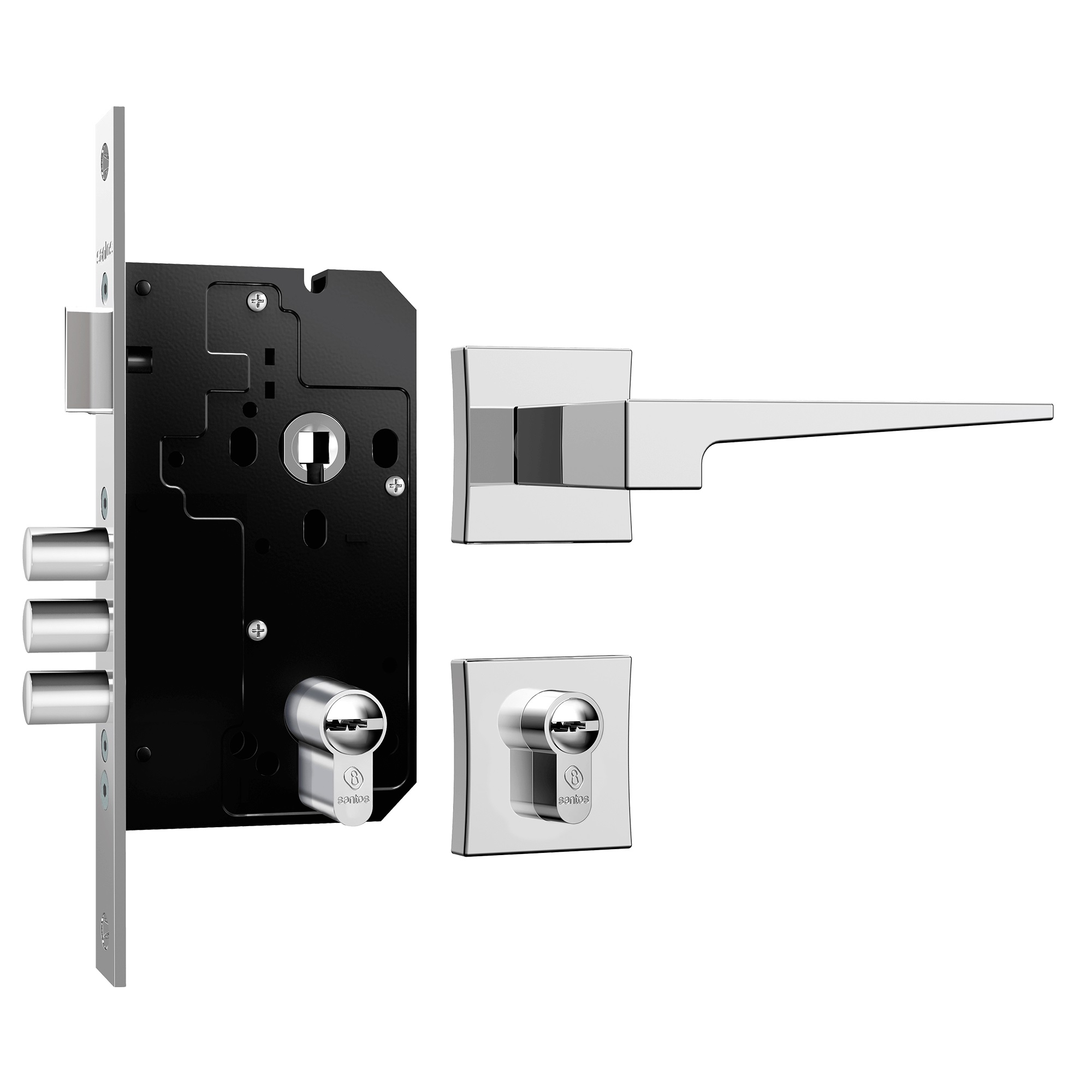 FECHADURA 3200 EXTERNA CLASSIC FORTINOX 3 PINOS CILINDRO 61 MULTI ROSETA QUADRADA INOX CROMADO - Foto 1