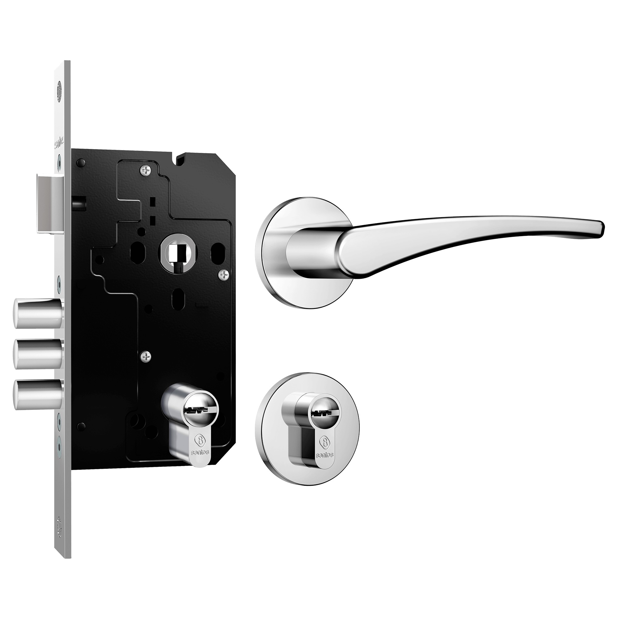 FECHADURA 5000 EXTERNA CLASSIC FORTINOX 3 PINOS CILINDRO 61 MULTI ROSETA REDONDA INOX CROMADO - Foto 1