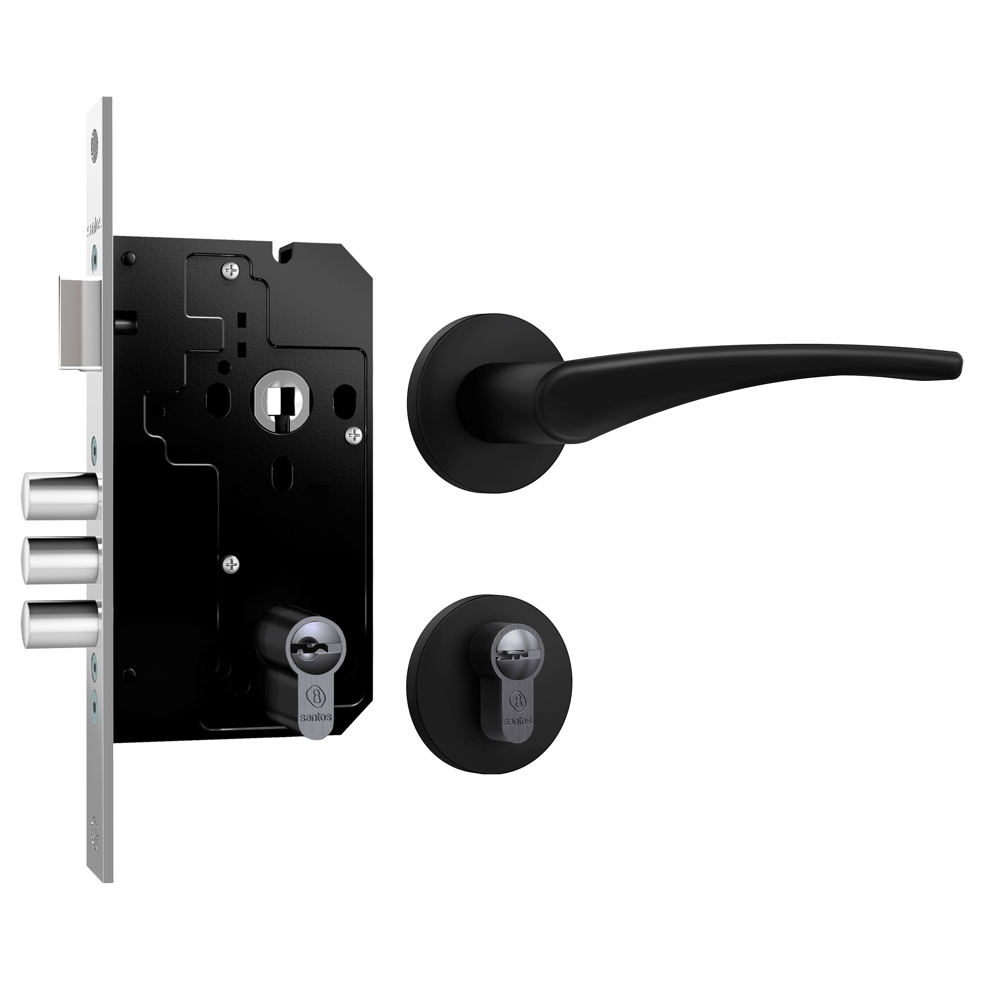 FECHADURA 5000 EXTERNA CLASSIC FORTINOX 3 PINOS CILINDRO 61 MULTI ROSETA REDONDA INOX PRETO FOSCO - Foto 1