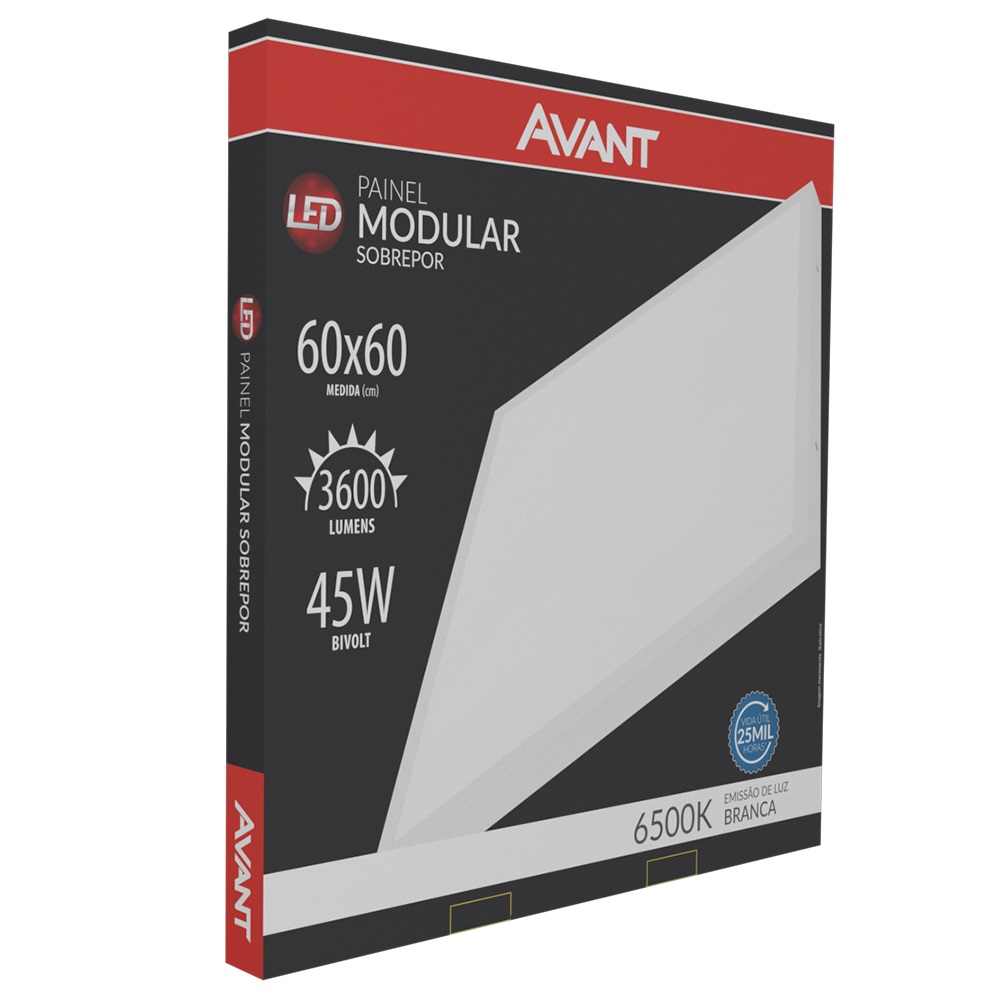 PAINEL LED 600X600 QUADRADO 45W SOBREPOR 3000K (AMARELA) 3600 LUMENS - Foto 1