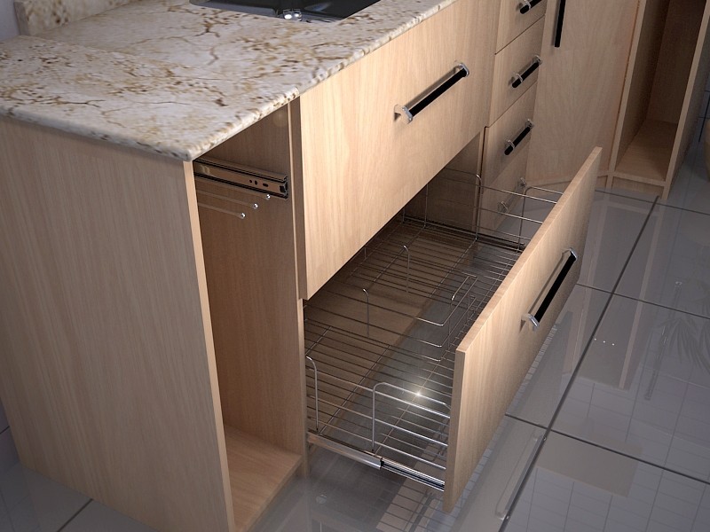 GAVETA ARAMADA SIFAO 700MM CROMADA H175/670/P450 COM TRILHO  - Foto 1