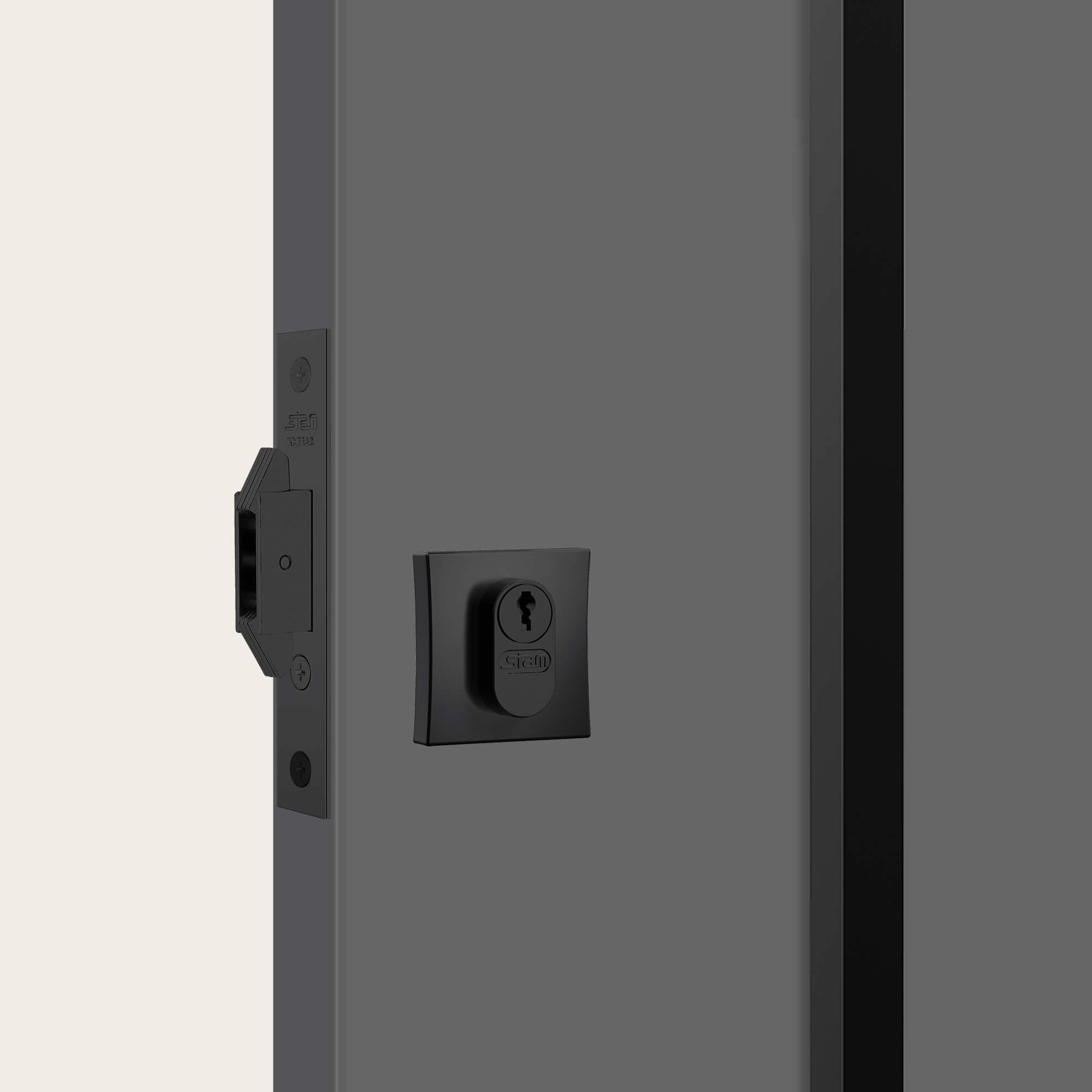 FECHADURA 1006 DE SEGURANA 45MM PORTA CORRER ROSETA QUADRADA PRETO FOSCO - Foto 1