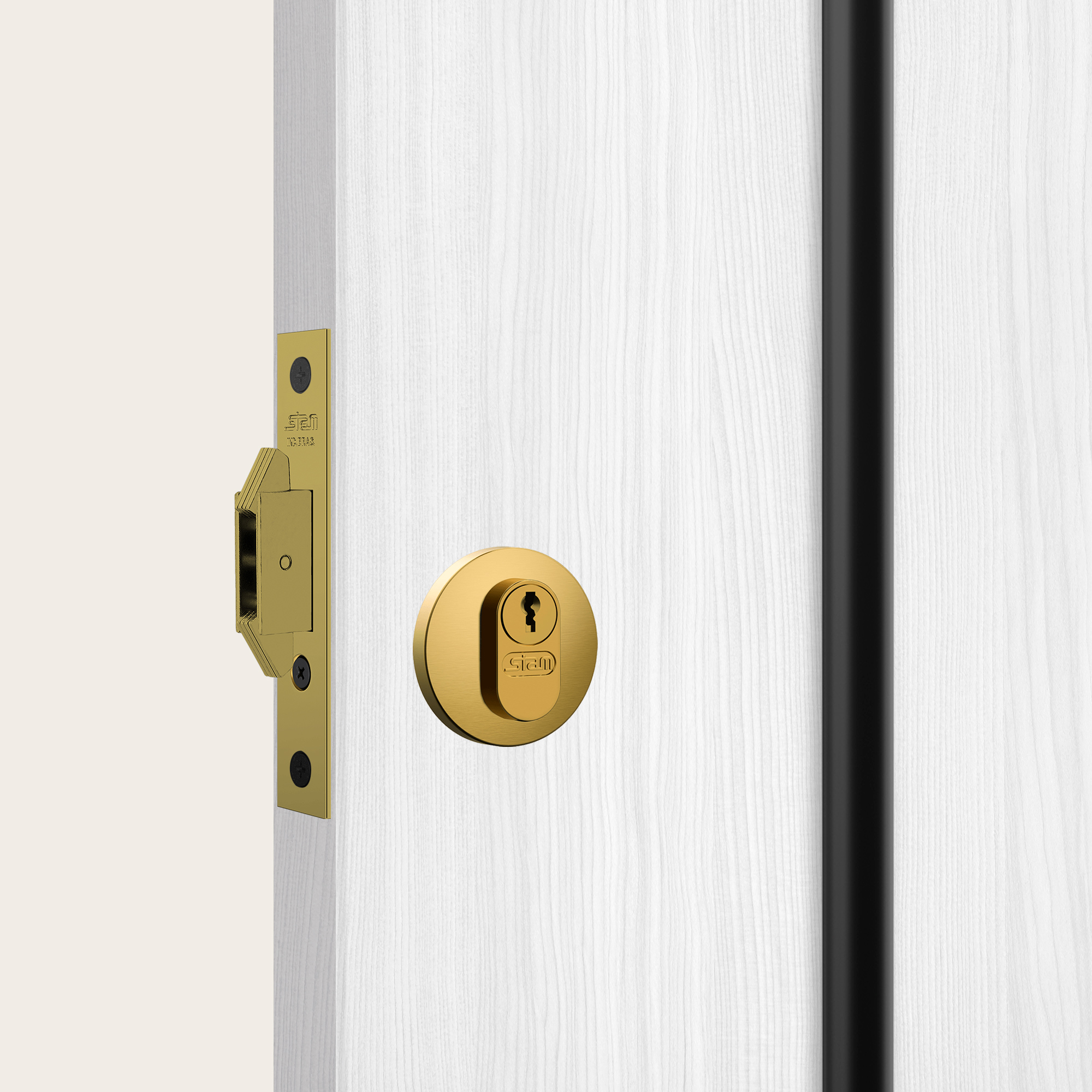 FECHADURA 1006 DE SEGURANA 45MM PORTA CORRER ROSETA REDONDA DOURADO GOLD - Foto 1
