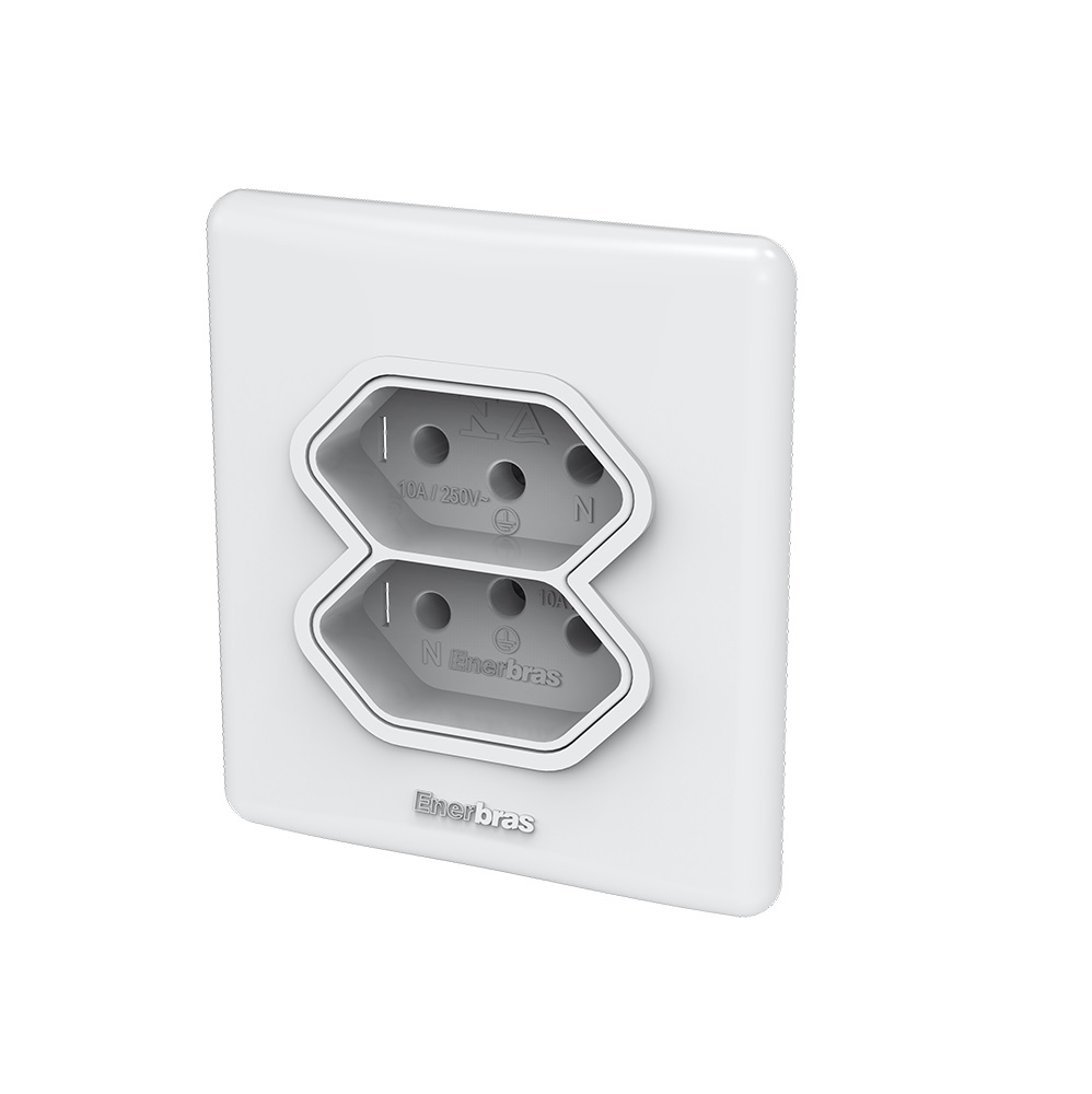 TOMADA EMBUTIR DUPLA LINHA X 2P+T 20A SOBREPOR BRANCA (SEM CAIXA) - Foto 1