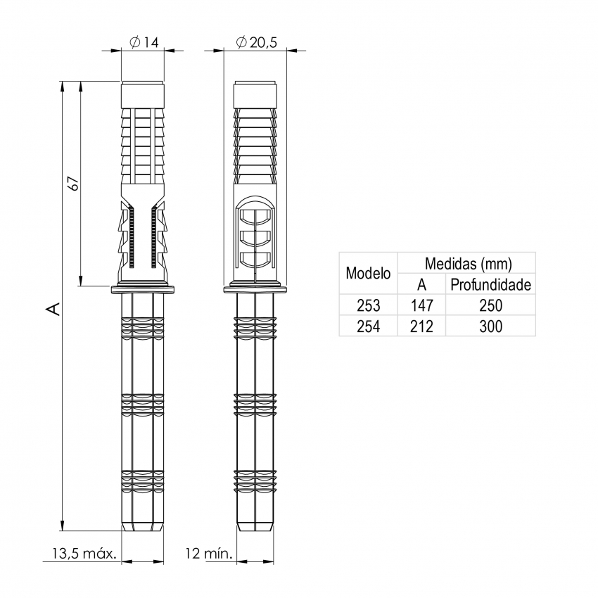 SUPORTE INVISIVEL UNIVERSAL 13,5X212MM 254 BASE - Foto 1