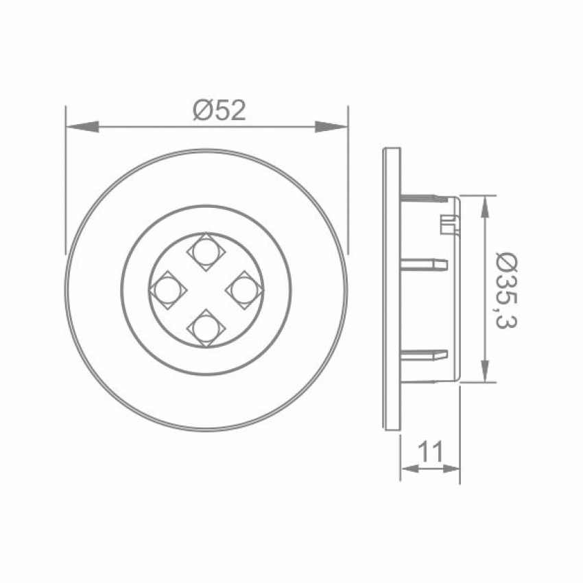 LUMINARIA REDONDA 52MM 6500K (BRANCA) 4 LEDS SMD PRATA 13405 BASE (*) - Foto 1
