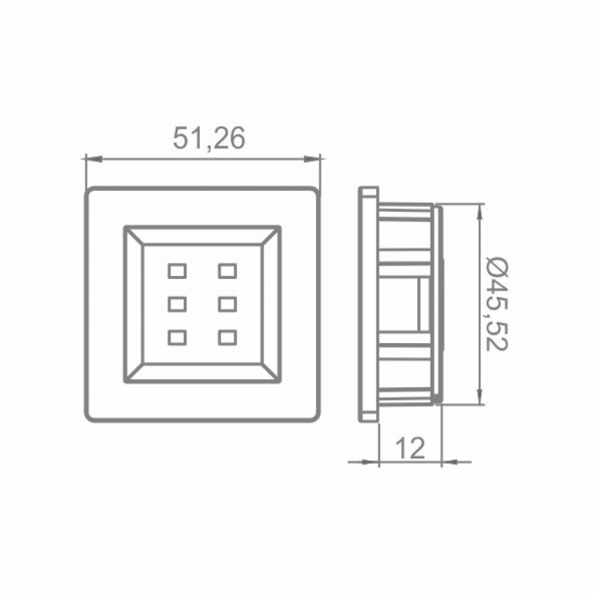 LUMINARIA 51X51MM 6500K (BRANCA) 6 LEDS SMD PRATA 13406 BASE (*) - Foto 1