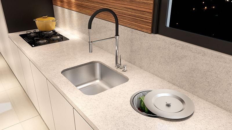 LIXEIRA DE EMBUTIR 5LT COM BALDE ESTRUTURA ALUMINIO BRANCA  - Foto 1