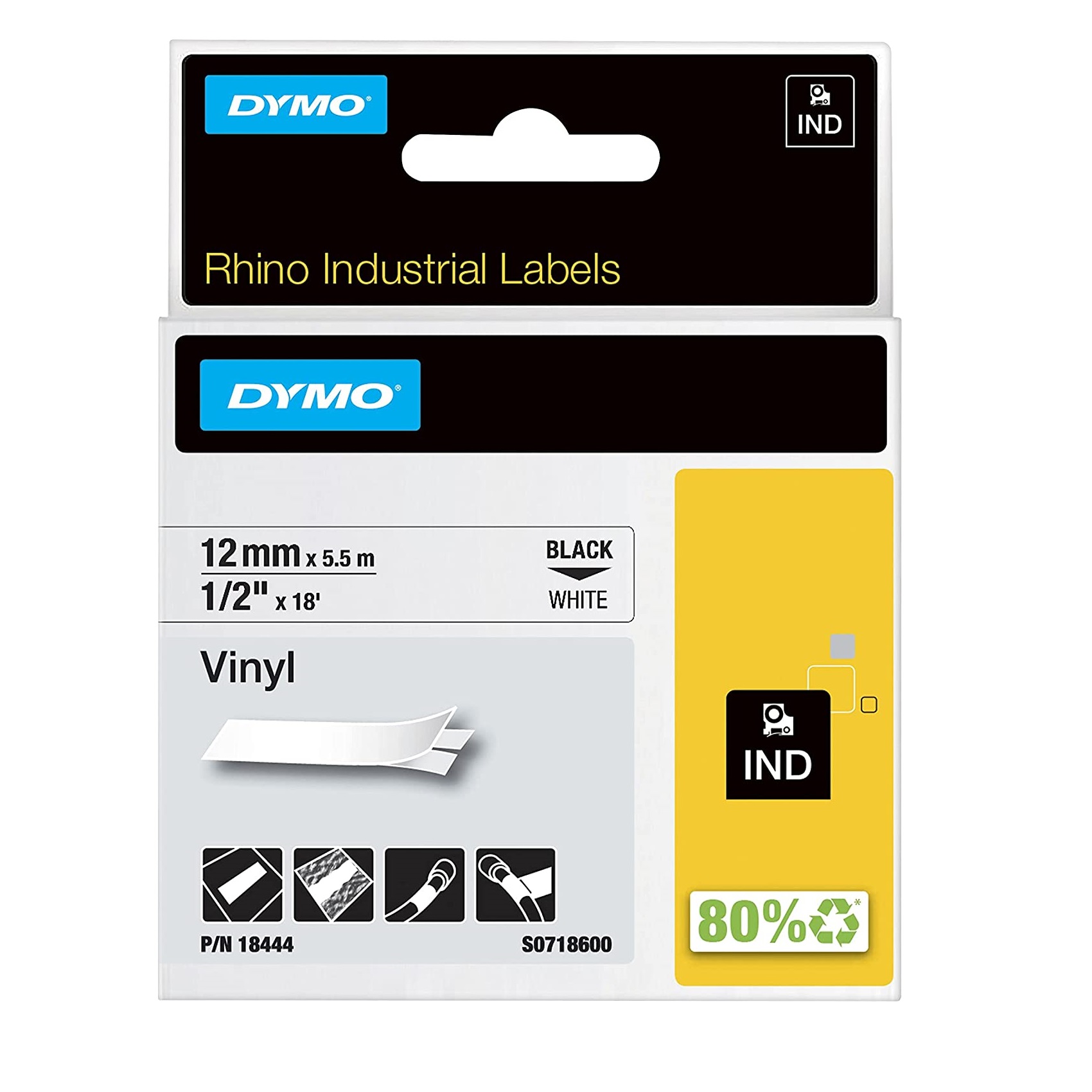 FITA ADESIVA VINILICA 12MMX5,5M P/ ROTULADOR  RHINOPRO - Foto 2