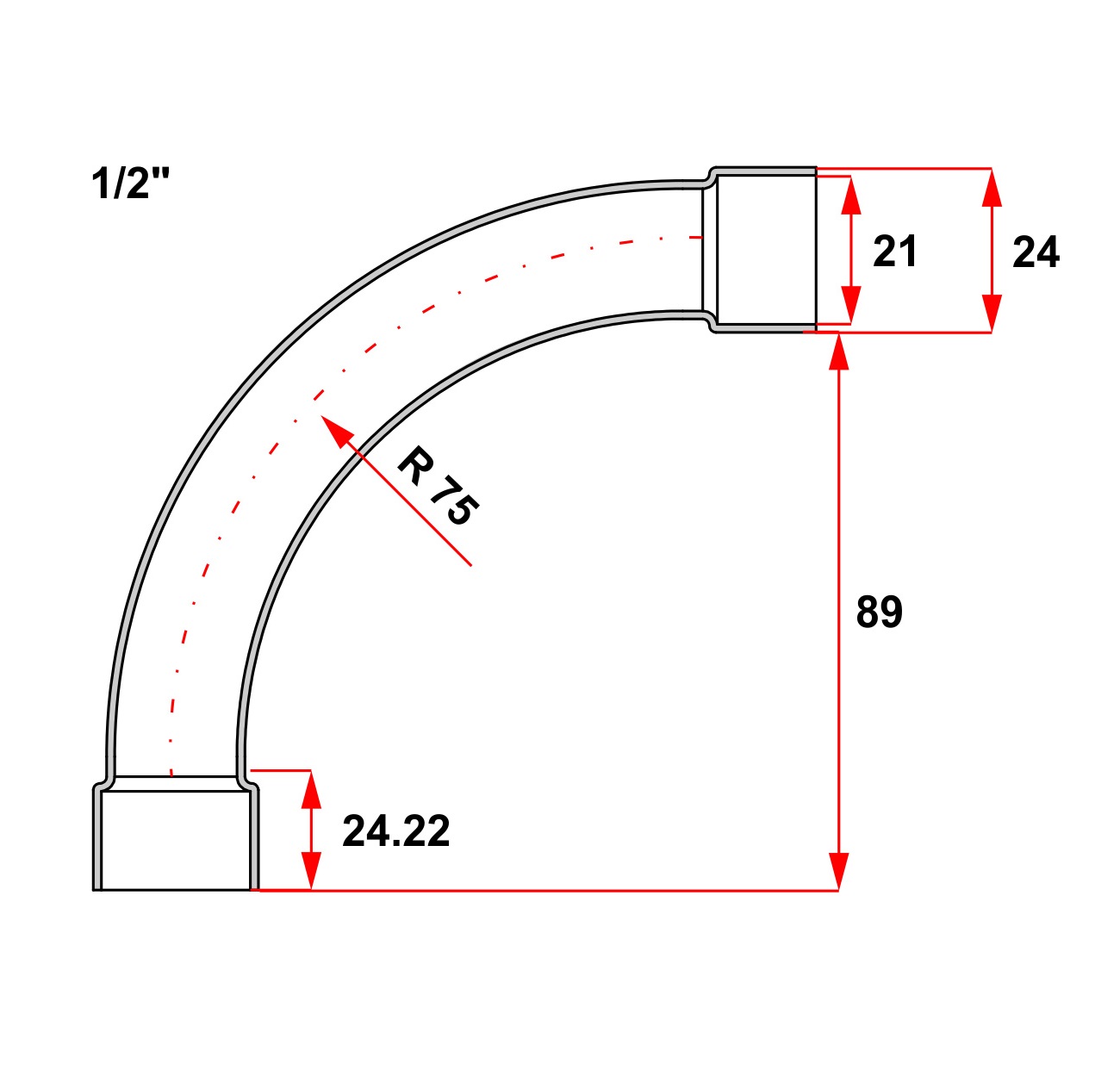 CURVA 90 COM BOLSA 1/2' BRANCO  (PARA ELETRODUTO) - Foto 1