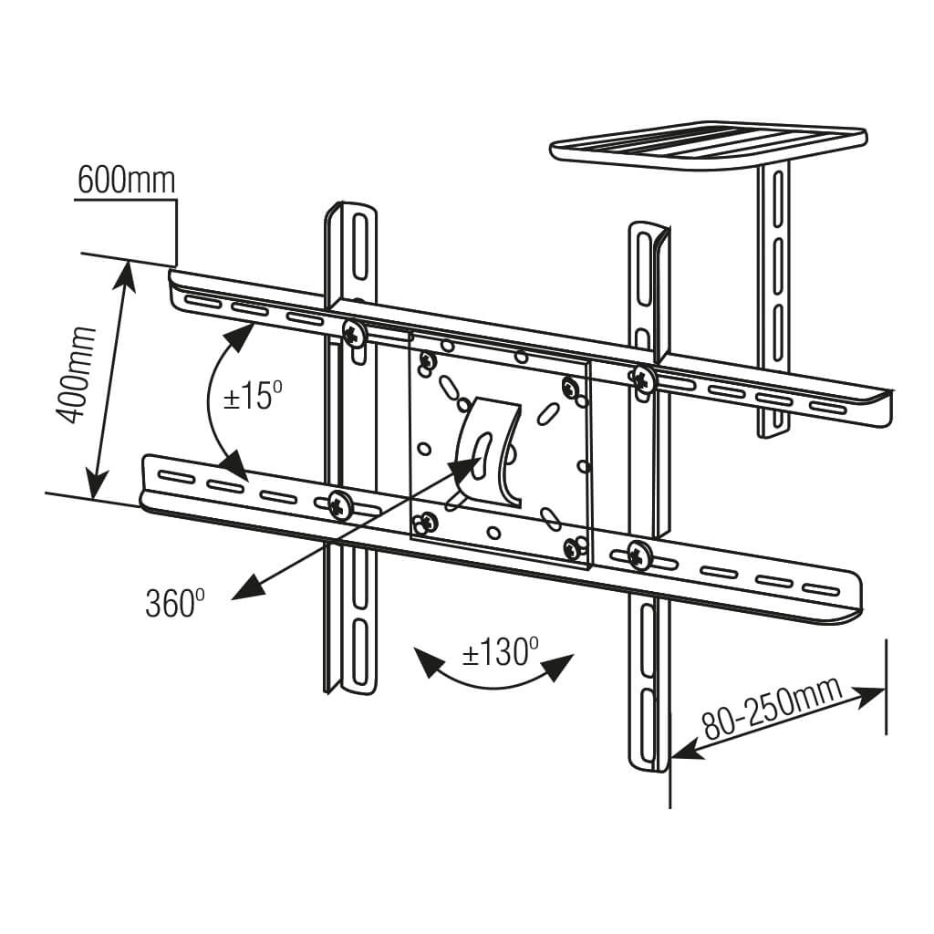 SUPORTE TELEVISOR BRACO ARTICULADO PRETO LCD 10 A 70 SBRP430  - Foto 1
