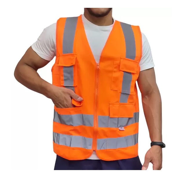 COLETE REFLETIVO COM 4 BOLSO LISO XG LARANJA FLUORESCENTE (FAIXA PRATA) STF-VACL94030