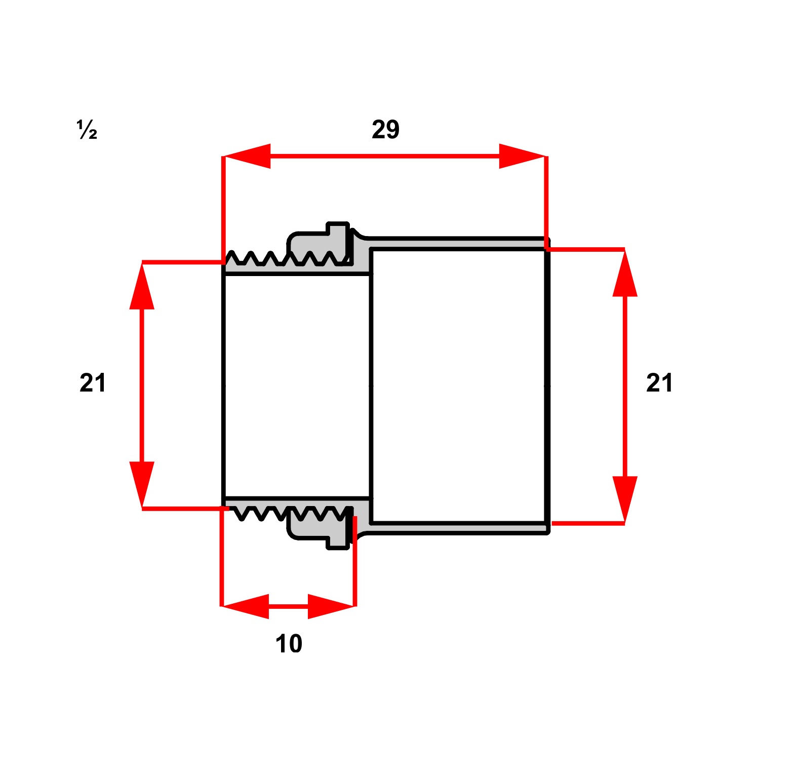 CONECTOR/BOX RETO 1/2' CINZA  - Foto 1