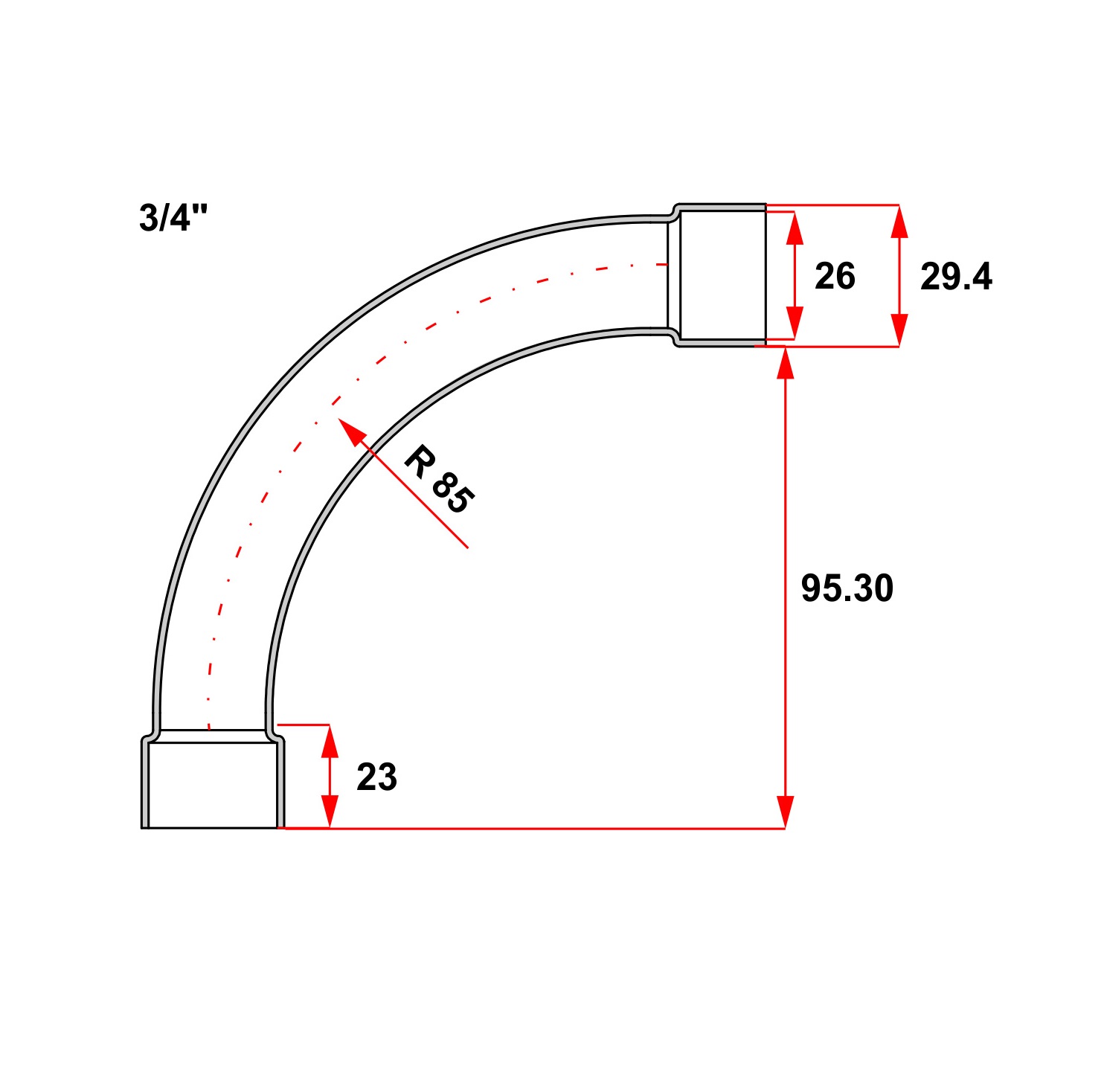CURVA 90 COM BOLSA 3/4' CINZA  (PARA ELETRODUTO) - Foto 1