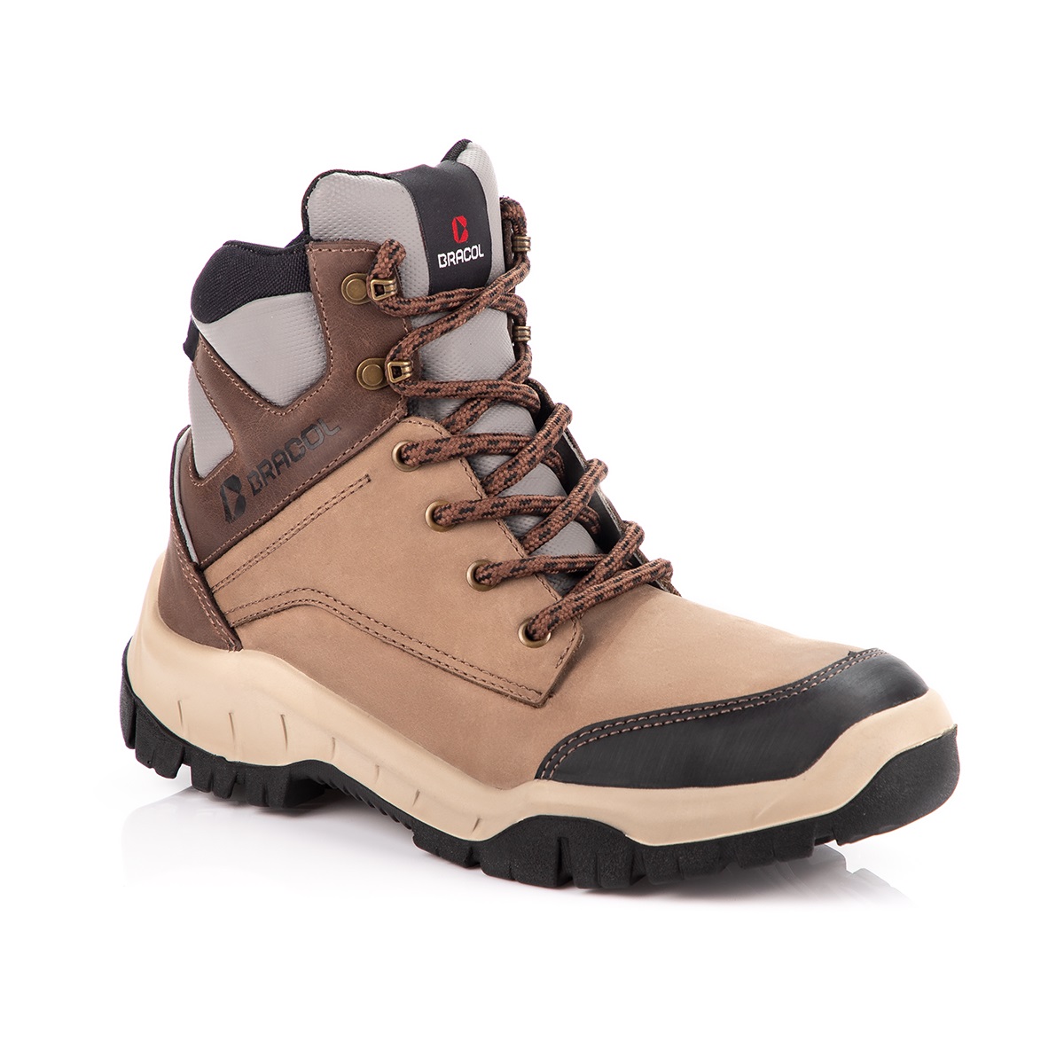 BOTINA 39 VAQUETA CRAZY HORSE AREIA AMARRAR LINGUA FOLE BICO PLASTICO SOLA BIDENSIDADE EVEREST 4064MAAG4460LH - Foto 1