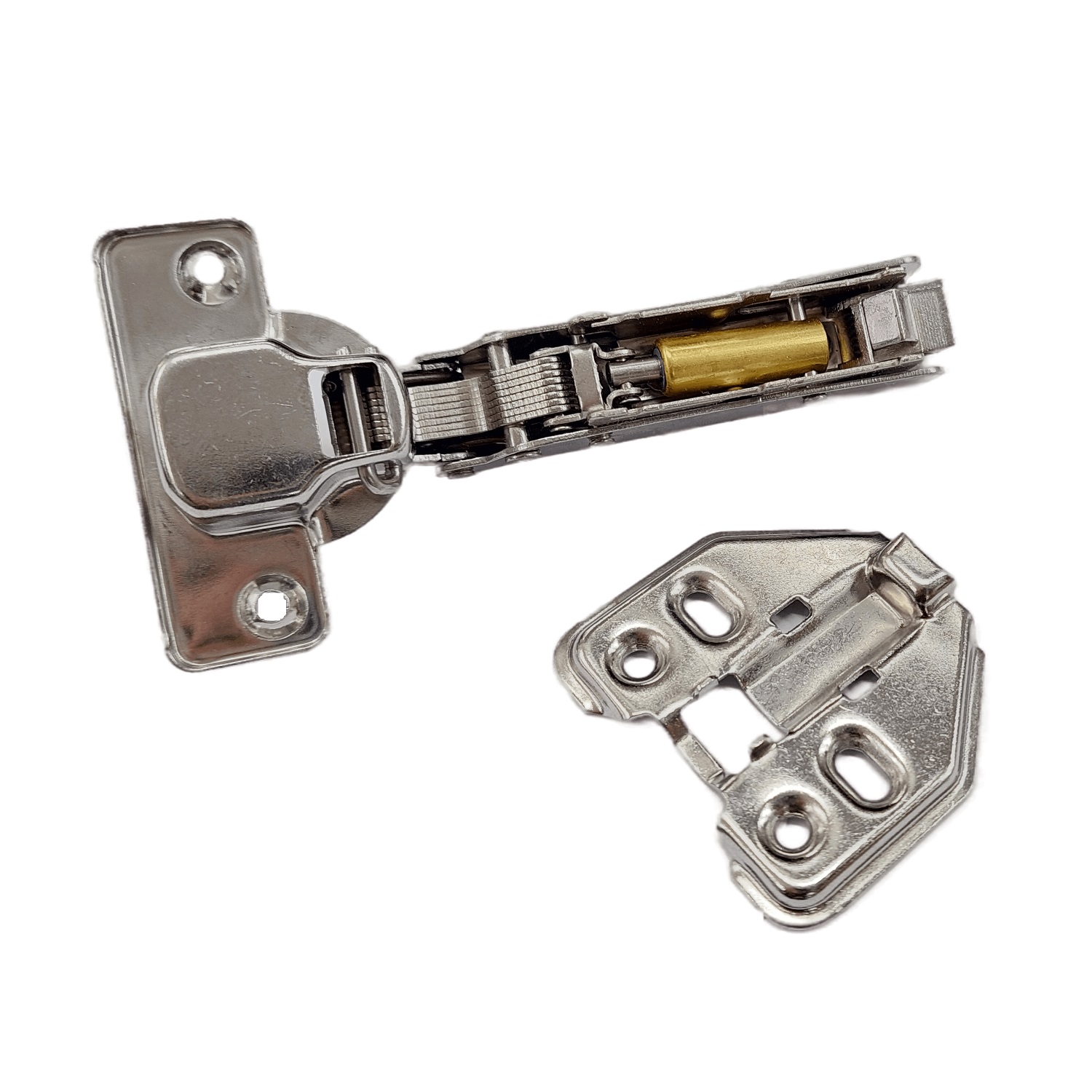 DOBRADIA MOLA 35MM CURVA INOX AMORTECEDOR CALO CLICK (4 FUROS) STARBLUE (A) - Foto 1
