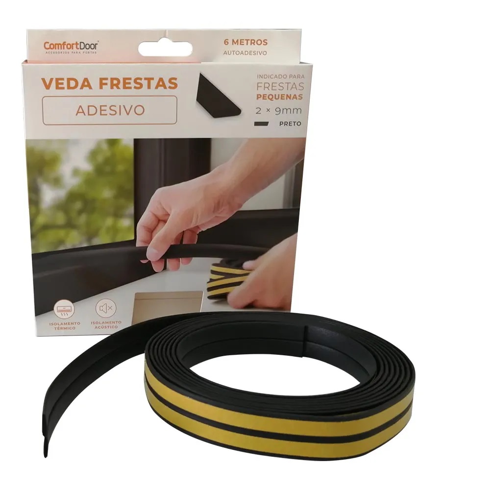 VEDA FRESTAS ADESIVO I 2MMX9MM PRETO (CAIXA COM 6 METROS) - Foto 2
