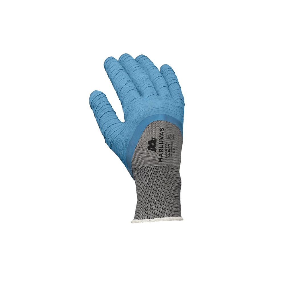 LUVA MALHA POLI�STER 8 (M) AZUL BANHO LATEX CORRUGADO 3/4 50MLC34P  CA46074 - Foto 1