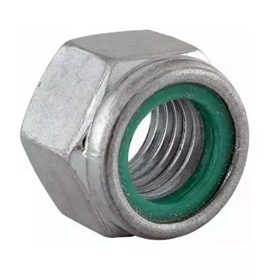 PORCA SEXTAVADA AUTO TRAVANTE ALTA 1.1/2 UNC (GRAU 5 - 6 FIOS - CH 2-3/16) ZINCADO BRANCO