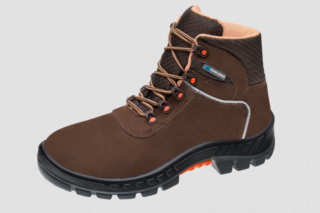 BOTINA 40 COURO NOBUCK MARRON AMARRAR BICO PLASTICO SOLA BIDENSIDADE 75PR29  CA41370 - Foto 1