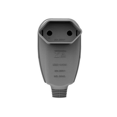 TOMADA DESMONTAVEL FEMEA 90G 2P 20A 250V CINZA  - Foto 1