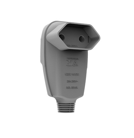 TOMADA DESMONTAVEL FEMEA 90G 2P+T 20A 250V CINZA  - Foto 1