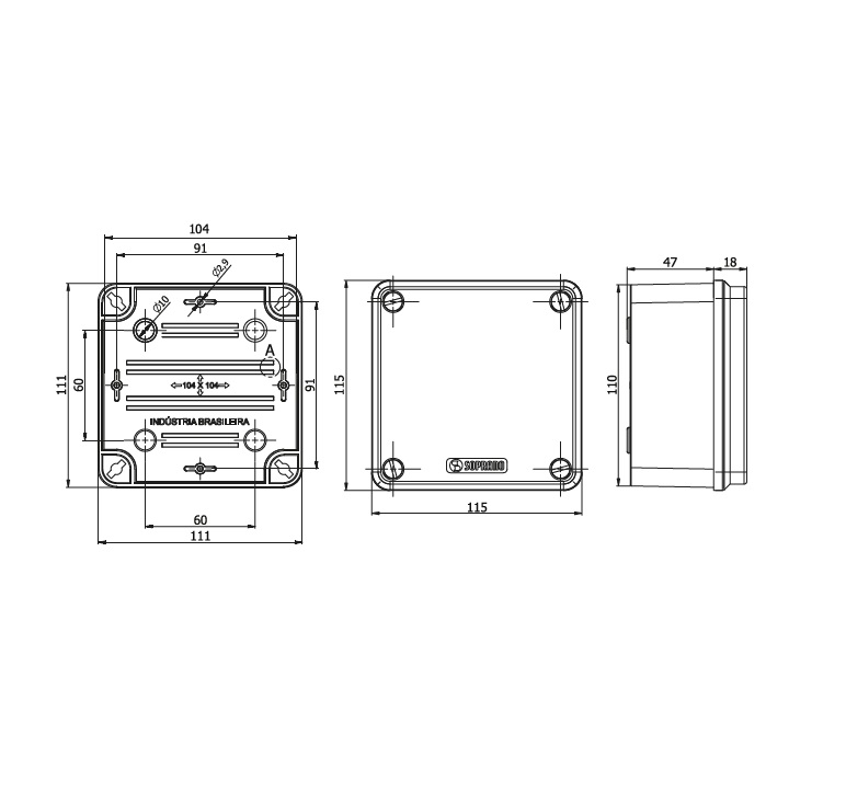 CAIXA MULTIUSO PLASTICA 104X104X54  IP67 PASSAGEM COM PARAFUSO  - Foto 1