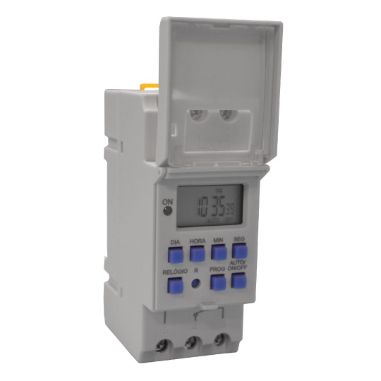 INTERRUPTOR TEMPORIZADO FIXAO TRILHO DIN 220V 50/60HZ (40 PROGRAMAES) - Foto 1