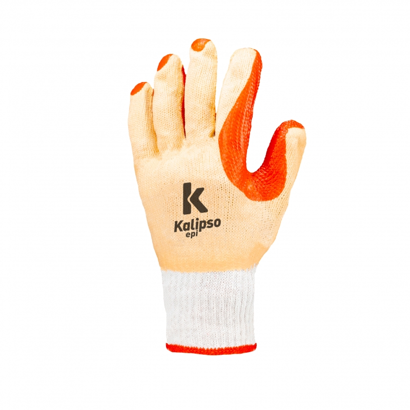 LUVA TRICOTADA FIOS ALGODO 9 (G) LARANJA BANHO LTEX VULCANIZADO NA PALMA RED GRIP CA41415 - Foto 1