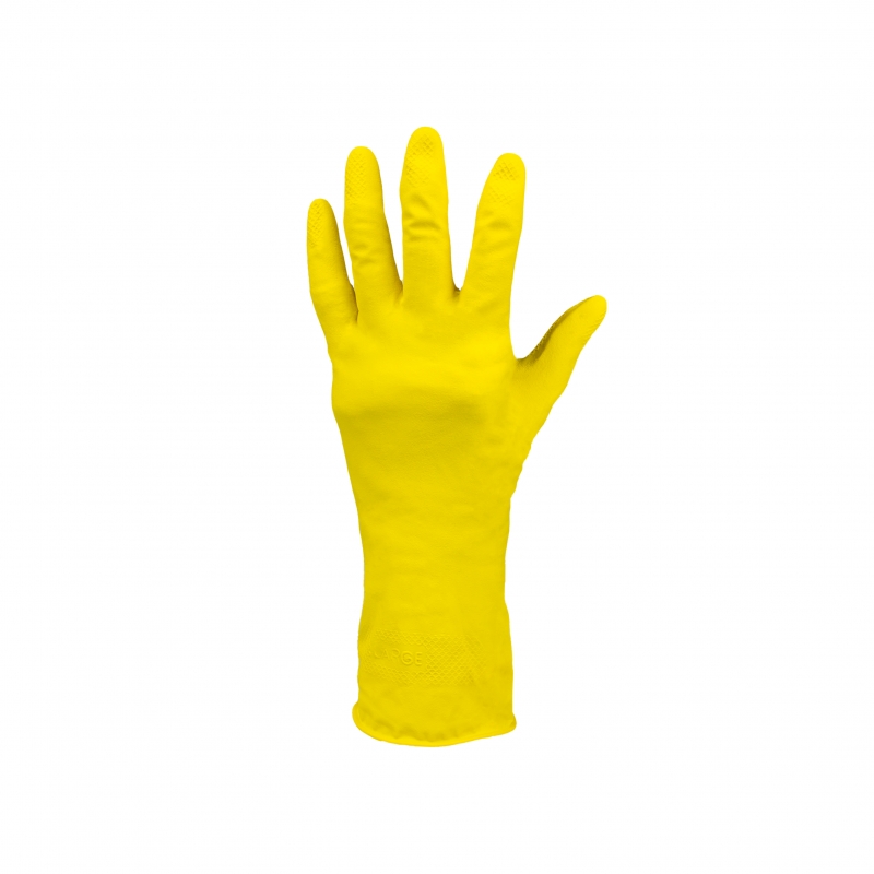 LUVA LATEX NATURAL 8 (M) 0.40MM AMARELA COM FORRO ALGODO FLOCADOLIGTH CA38090