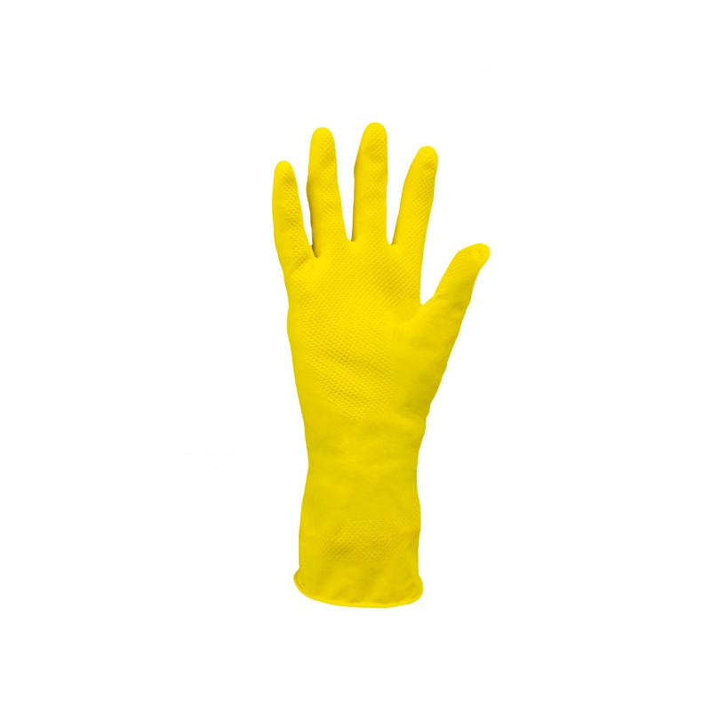 LUVA LATEX NATURAL 8 (M) 0.40MM AMARELA COM FORRO ALGODO FLOCADOLIGTH CA38090 - Foto 1