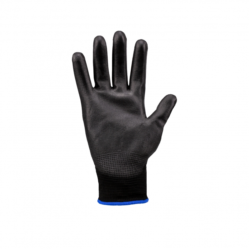 LUVA T�TIL NYLON PU 9 (G) PRETA REVESTIMENTO PALMA POLIURETANO CA15272 - Foto 1