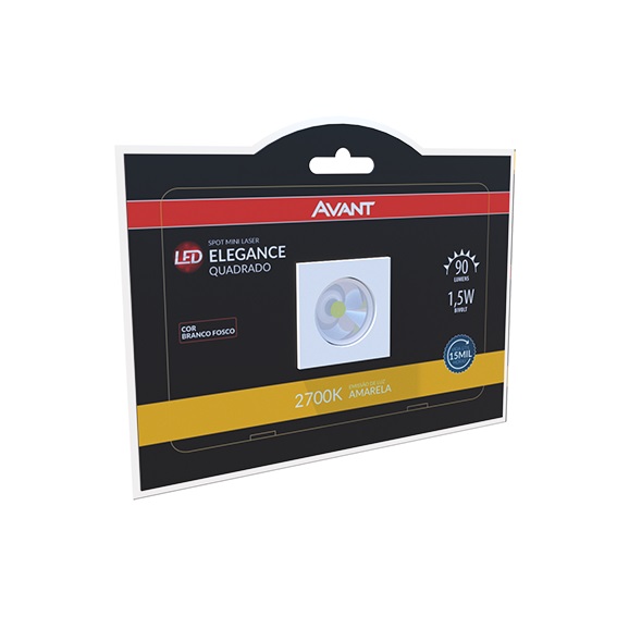 MINI SPOT LED QUADRADO 1,5 W 2700K (AMARELA) 90 LUMENS BRANCO FOSCO - Foto 1
