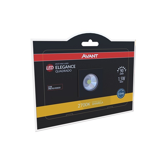 MINI SPOT LED QUADRADO 1,5W 2700K (AMARELA) 90 LUMENS PRETO FOSCO - Foto 2