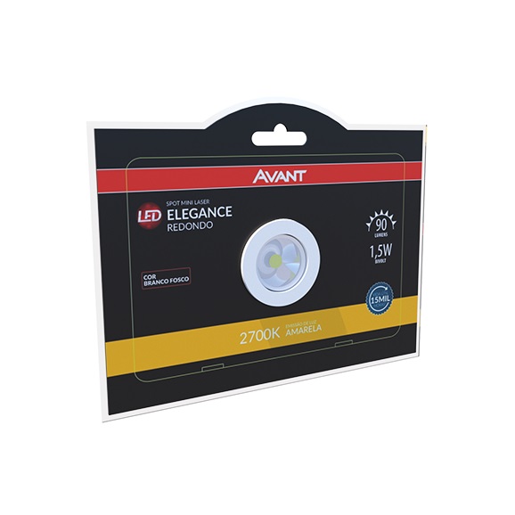 MINI SPOT LED REDONDO 1,5W 2700K (AMARELA) 90 LUMENS BRANCO FOSCO - Foto 1