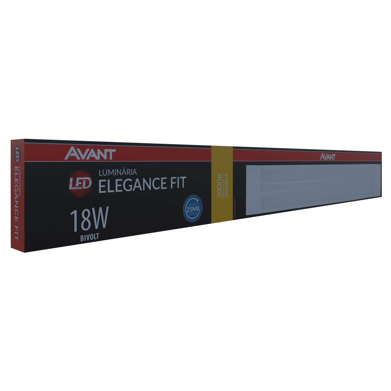 LUMINRIA LED ELEGANCE FIT 3000K (AMARELA) 18W 2160 LUMENS PRETO FOSCO - Foto 1