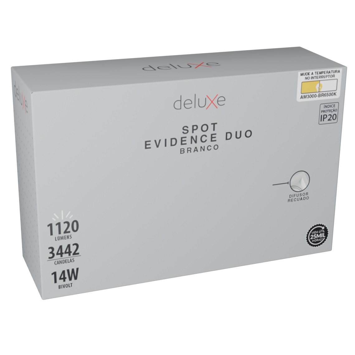 SPOT LED EVIDENCE DUO 3000K (AMARELA) (BRANCA) 6500K 14W 1120 LUMENS BRANCO FOSCO  - Foto 1
