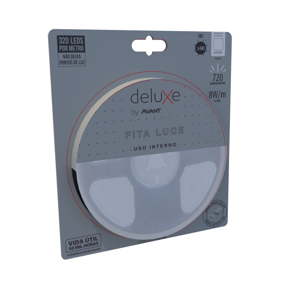 FITA LED 12V INTERNA LUCE COM 320 LEDS 8WM 6500K (BRANCA) 720 LUMENS METRO IP20 (ROLO 5 METROS) - Foto 1