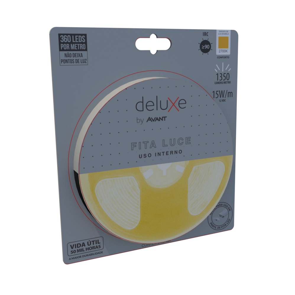 FITA LED 12V INTERNA LUCE COM 360 LEDS 15WM (AMARELA) 2700K 1350 LUMENS METRO IP20 (ROLO 5 METROS) - Foto 1