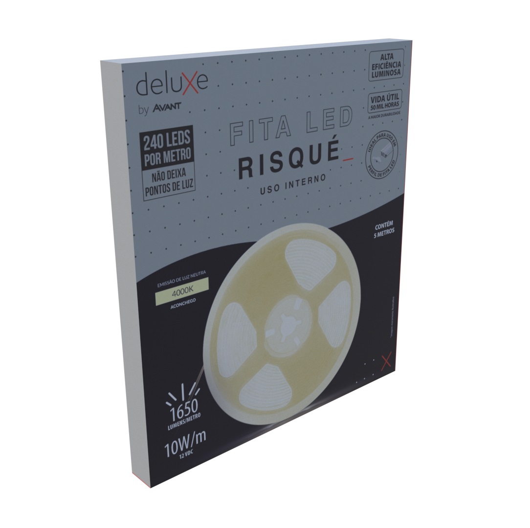FITA LED 12V RISQUE COM 240 LEDS 10WM 4000K (NEUTRA) 1650 LUMENS/METRO IP20 (ROLO 5 METROS) - Foto 1