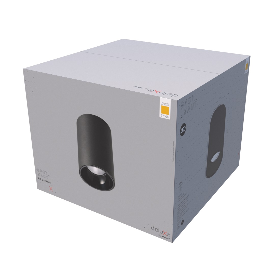 LUMINRIA LED SPOT HAUT REDONDO 2700K (AMARELA) 12W 960 LUMENS PRETO FOSCO - Foto 1