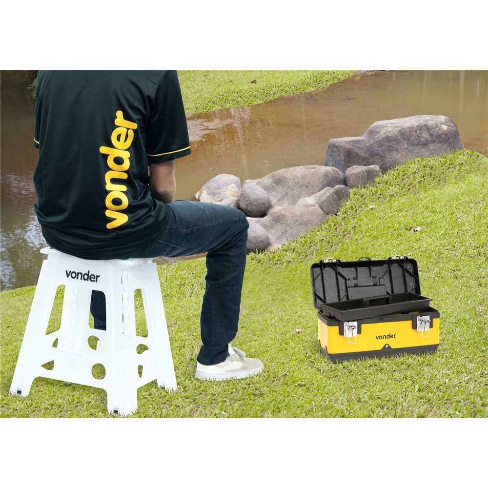 BANQUETA PLASTICA ABS DOBRAVEL 450MM CAPACIDADE 150KG TRANSPARENTE - Foto 2