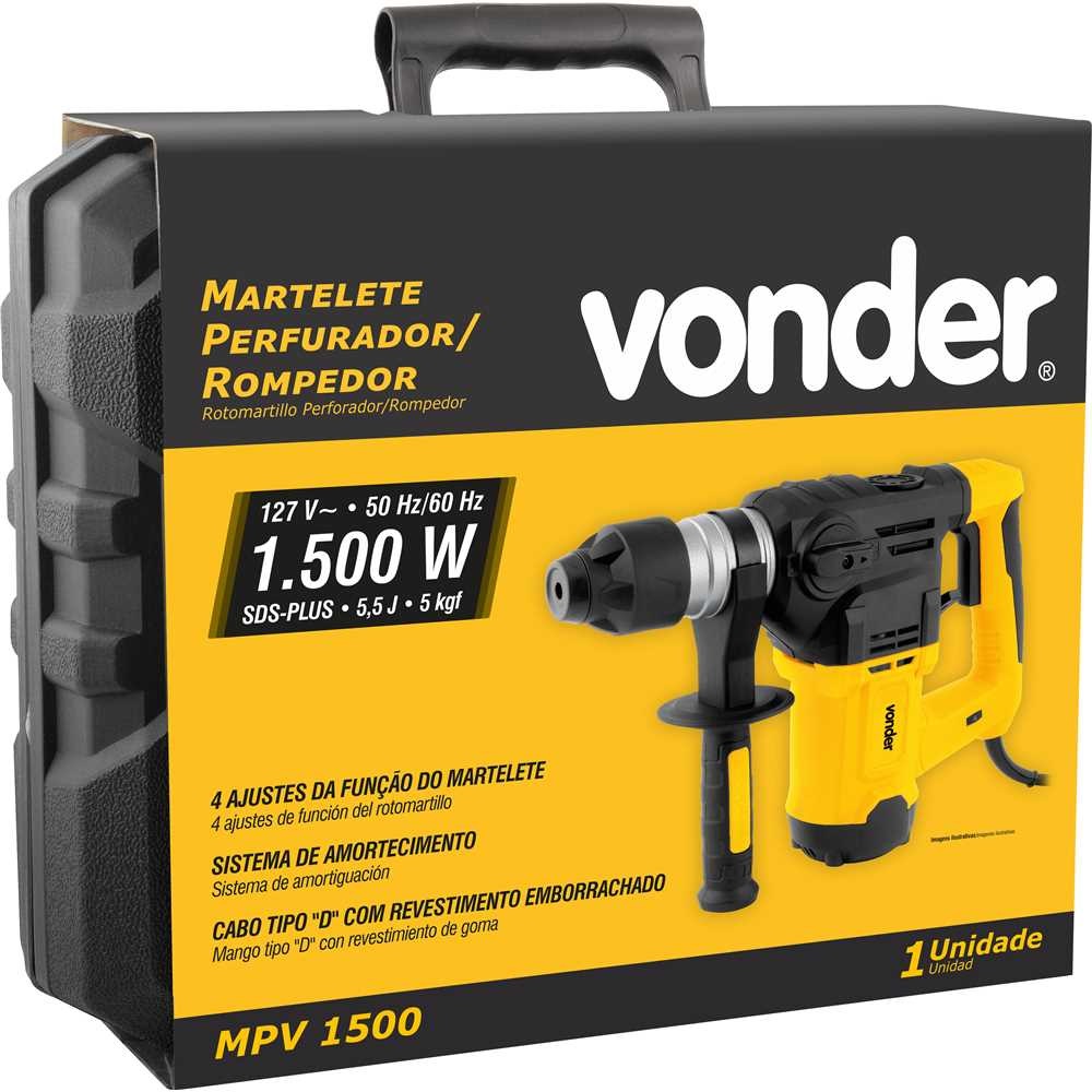 MARTELETE MPV1500 PERFURADOR E ROMPEDOR 1500W 5,5 JOULES 220V - Foto 3