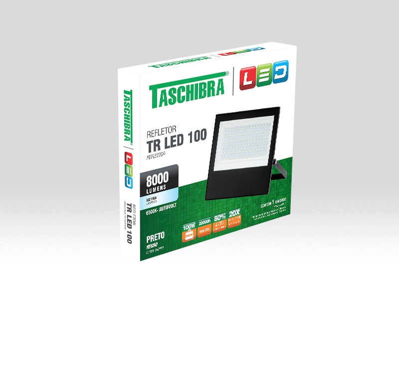 REFLETOR LED TR 100W 8000 LUMENS 6500K (BRANCA) DER/02 PRETO - Foto 1