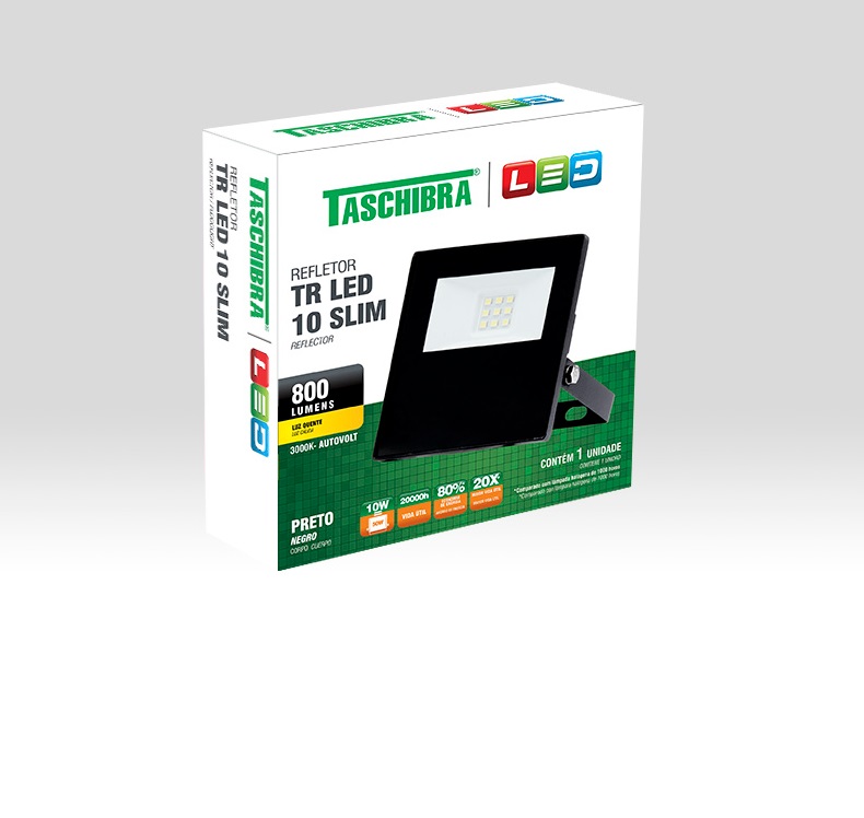 REFLETOR LED TR SLIM 10W 6500K (BRANCA) DER/02 PRETO - Foto 1